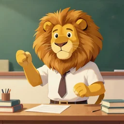 anthropomorphic Lion teacher, artstation