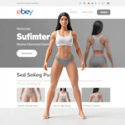 Images on the sales website, eBay, Full body, miniature of a very muscular female warrior,