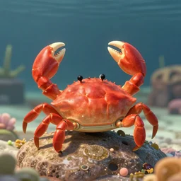 a cute crab climbing on the Hashgraph