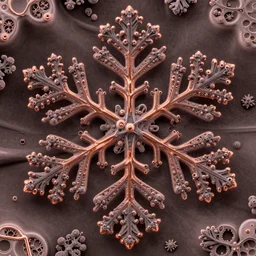 scissor snowflake, LT-SEM by Tyler Edlin, fractals, copper veins, details