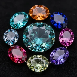 material study, beautiful, colorful gemstones, sharp focus, highly detailed, 4 k, florescent, black background