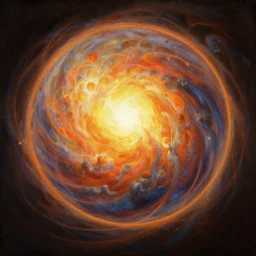 illustration of the beginning of creation, big ball of energy, realistic painting, classical painting, high definition, digital art, matte painting, very detailed, realistic