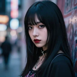 Japanese goth girl, beautiful, stunning, high detail, cinematic, harajuku,