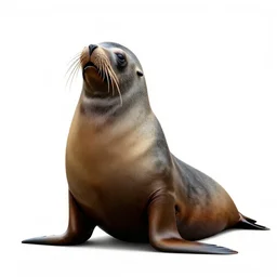 fierce sea lion, photorealistic wildlife photography, full body, isolated on a pure white background, centered, entire subject in frame, sharp focus, soft studio lighting