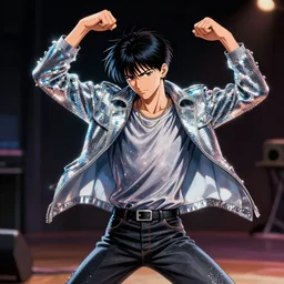 detailed, sharp, Siddhartha dancing to disco song by Kentaro Miura. featured on artstation, HD, 8K, highly detailed, good lighting, masterpiece.
