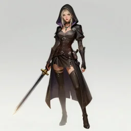 female rogue, character concept art. royo, artgerm, wlop. fashion. dnd. trending on artstation.