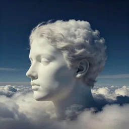 head in the clouds. surreal art. stunning deep colors. greg rutkowski. 8 k. hdr.