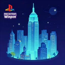 new york, patapon style. concept art by playstation. 2 d carton, matte background, luminescent space, behance contest winner