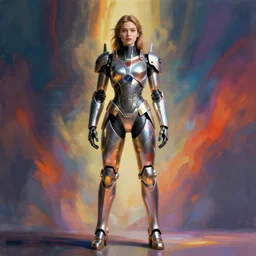 hyper realistic photography, space paladin techno crusader girl, metabaron, full body, rule of thirds, human proportion, good anatomy, beautiful face, conceptart, saturated colors, cinematic, juan gimenez, redshift, octane