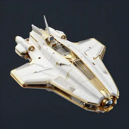 art deco spaceship, white and gold, highly detailed, octane render, 8 k