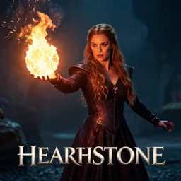 the sorceress cast a fire ball, hearthstone, promotional image, tv still frame