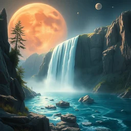 waterfall on neptune. highly detailed, digital painting, watercolor, soviet realism, engraving, artstation, concept art, smooth, sharp focus, vivid grunge, manga, illustration, unreal engine 5, 8 k, art by bilibin and kuvshinov and malevich and mucha