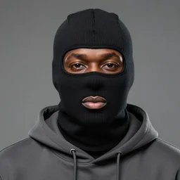 a highly detailed headshot portrait of a african american man wearing a balaclava with a hoodie concept art