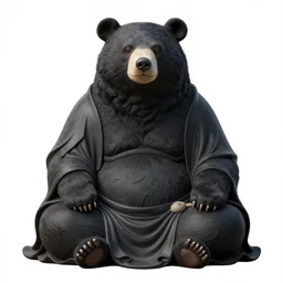 detailed illustration of an anthropomorphic asian black bear Buddhist bodhisattva, seated in royal ease, 0.1 black micron pen, gilded gold halo behind head, highly detailed, fine pen work, religious iconography,