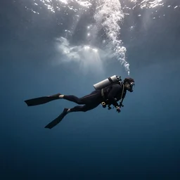 a scubadive floating in the sky