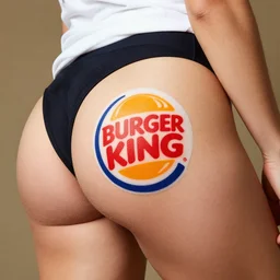the burger king logo being branded on to the buttocks of a woman