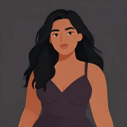 a beautiful curvy woman with long black hair, tanned skin and a round face. she is wearing a party dress. it is her birthday. clean cel shaded vector art. shutterstock. behance hd by lois van baarle, artgerm, helen huang, by makoto shinkai and ilya kuvshinov, rossdraws, illustration, art by ilya kuvshinov