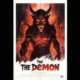 8 0 s vintage horror movie poster for the movie the demon