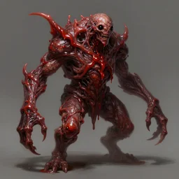 scifi art by Greg Rutkowski, hideous monster made of twisted human flesh and reddish ooze, lumpy bloated upper body with elongated and sharp limbs, small head like a ball with two empty holes for eyes, only human beings are its legs, vicious appearance, scifi, space horror, digital painting, artstation, concept art, smooth, sharp foccus ilustration, Artstation HQ.