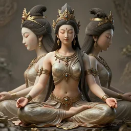kali goddess dreamcore warrior meditating in a beautiful place, perfect faces, fine details, studio lighting, subtle shadows, art by katsuya terada, photorealism, hyper realism, octane render, hyper detailed, canon eos r 3, f / 1. 4, iso 2 0 0, 1 / 1 6 0 s, medium shot, 8 k, raw, unedited, in - frame,