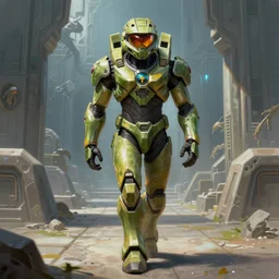 character portrait of samus aran from metroid wearing the gravity suit walking through an ancient predator temple, 8 k, realistic shading, symmetrical face details, digital painting, matte painting, concept art, illustration, metroid, halo infinite, good value control, vibrant colors, john singer sargent