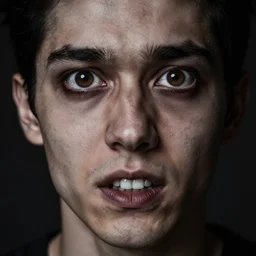 photo of a scary looking guy with teeth for eyes