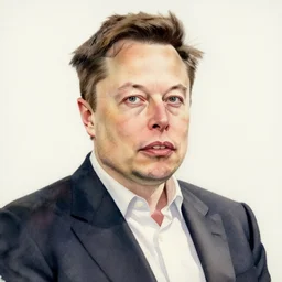 watercolour painting of Elon Musk by Walter Tippleston (1882)