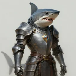 digital painting of a human shark wearing knight armor, fantasy, portrait, scifi, realistic, detailed, concept art, ruan jia, wlop