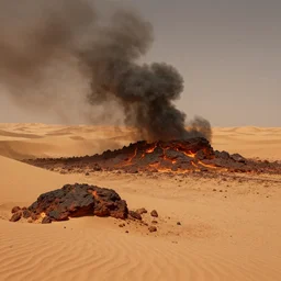 hellish desert of brimstone, matte painting, concept art, 4 k