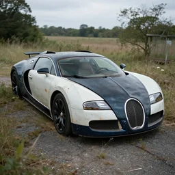 a derelict abandoned bugatti veyron