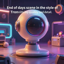 “End of days scene in the style of Tron with bright colours and dramatic lighting in high quality and detail”
