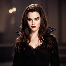 A studio portrait of Buffy Summers as a vampire; bokeh, 90mm, f/1.4