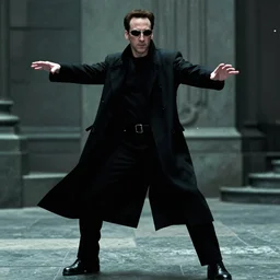 nicholas cage as neo from matrix, dodging bullets