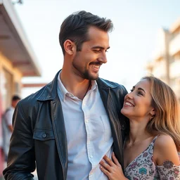 attractive man speaking with attractive woman, 2 0 5 0