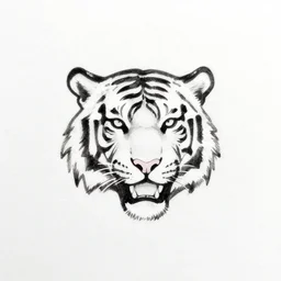 professional logotype of a tiger head as a simplistic sketch in thin black ink