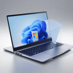 product photo concept for a new clam shell laptop made by microsoft