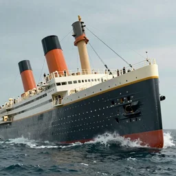 the titanic about to crash into a huge olive 2k