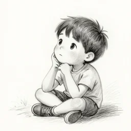 a sketch of a boy dreaming