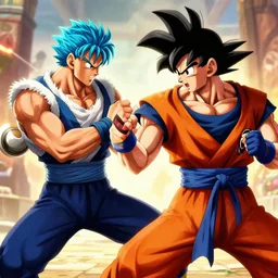 Ryu from street fighters fighting with Goku, photo realistic