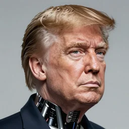 portrait of trump, cyborg, real life skin, intricate, elegant, highly detailed, artstation, concept art, smooth, sharp focus, art by artgerm and greg rutkowski and alphonse mucha