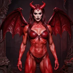 muscular jessica biel as a red - skinned succubus