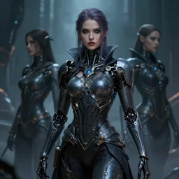cyborg necromancer, beautiful girl, scifi, futuristic, highly detailed, masterpiece, artstation, art by emika lightweaver and antoine collignon