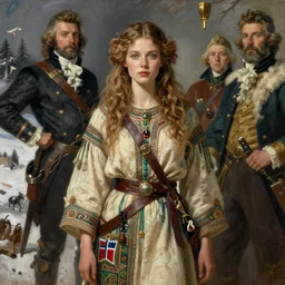 portrait of ireland norway model girl jodhpurs hyperborea winter traveler treasure hunter greg manchess painting by sargent and leyendecker, fantasy, medium shot, asymmetrical, intricate, elegant, matte painting, illustration, hearthstone, by rhads, by greg rutkowski, by greg tocchini, by james gilleard, by joe fenton