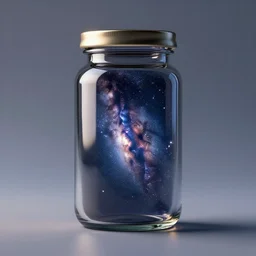 product shot of milky way of stars in a shiny glass jar, hyperrealistic, 8k, trending on artstation, photorealistic, octane render, unreal engine, rim light, stylistic
