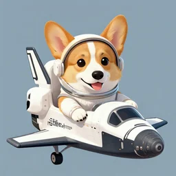 portrait of corgi as an astronaut piloting a space shuttle, color and shape focus