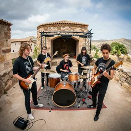 sigarrito band l’olleria, Greg Rutkowski, Zabrocki, Karlkka, Jayison Devadas, trending on Artstation, 8K, ultra wide angle, zenith view, pincushion lens effect