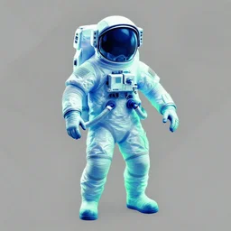 blue and green toned neon sketch of astronaut in space suit against greyscale geometrical pattern galaxy. the word explore in cursive lilac font written in bottom center part of frame.