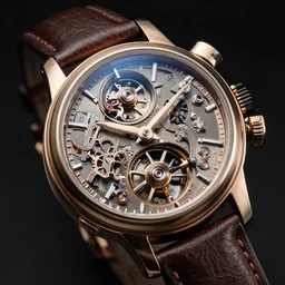 a steampunk!!! tourbillon watch, extremely detailed, highly intricate, product photography, studio lighting