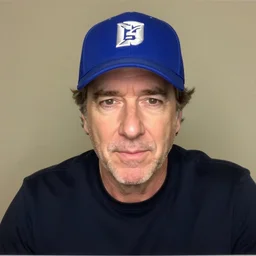 john goodman on a zoom call wearing a maga hat