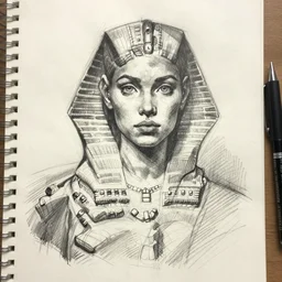 a sketch drawing, the girl with the sphinx by gabo mendoza, trending on artstation